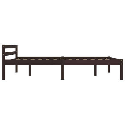 Bed Frame Dark Brown Solid Pine Wood 120x200 cm - OLBRIT