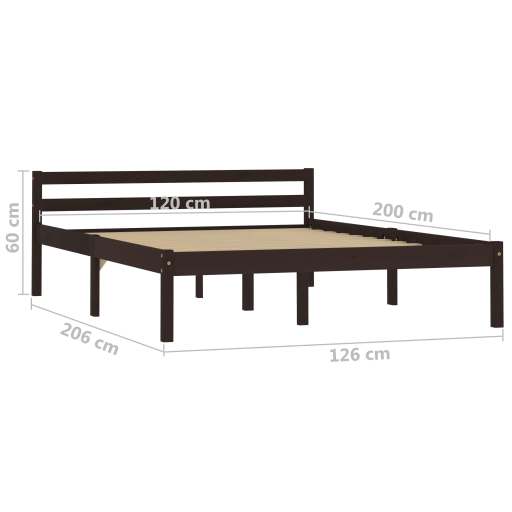 Bed Frame Dark Brown Solid Pine Wood 120x200 cm - OLBRIT