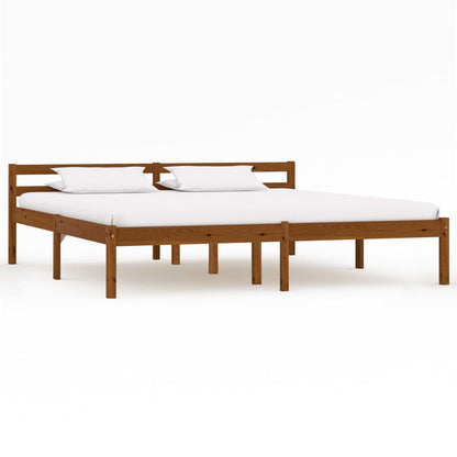 Bed Frame Honey Brown Solid Pine Wood 180x200 cm Super King - OLBRIT