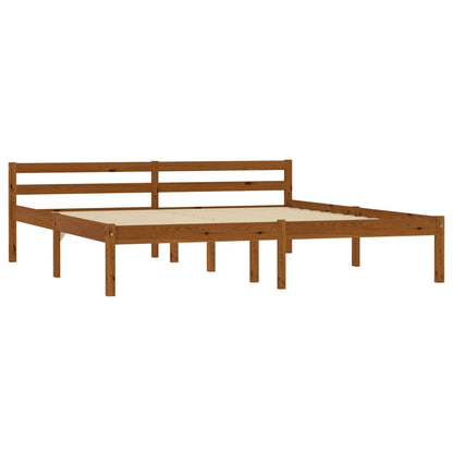 Bed Frame Honey Brown Solid Pine Wood 180x200 cm Super King - OLBRIT