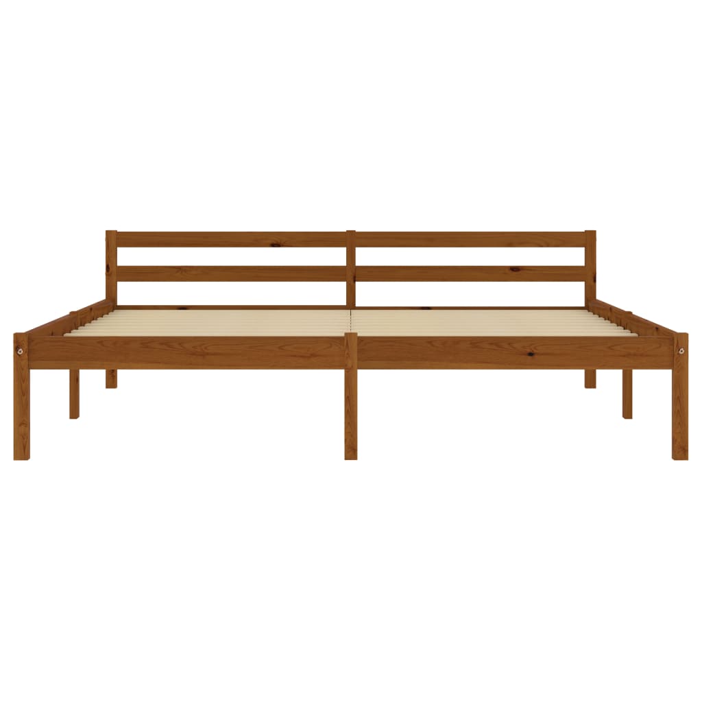 Bed Frame Honey Brown Solid Pine Wood 180x200 cm Super King - OLBRIT