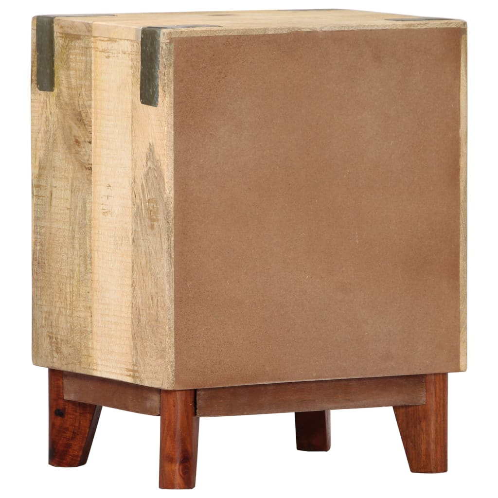 Bedside Cabinet 40x30x52 cm Solid Rough Mango Wood - OLBRIT