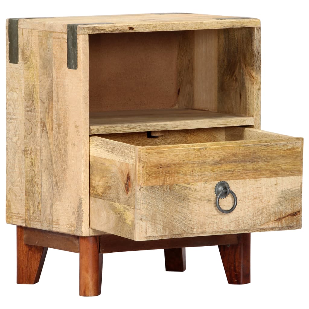 Bedside Cabinet 40x30x52 cm Solid Rough Mango Wood - OLBRIT