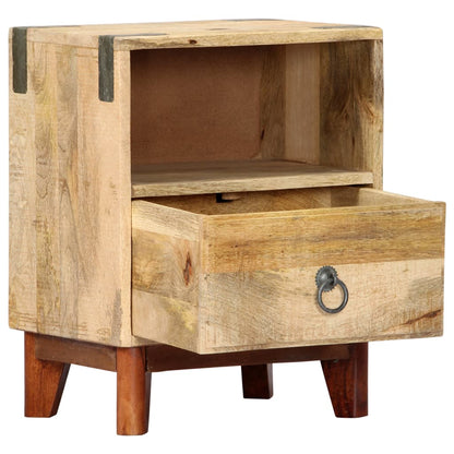 Bedside Cabinet 40x30x52 cm Solid Rough Mango Wood - OLBRIT
