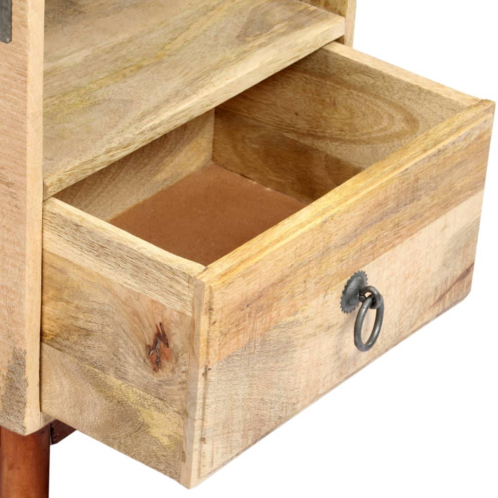 Bedside Cabinet 40x30x52 cm Solid Rough Mango Wood - OLBRIT