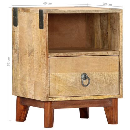 Bedside Cabinet 40x30x52 cm Solid Rough Mango Wood - OLBRIT