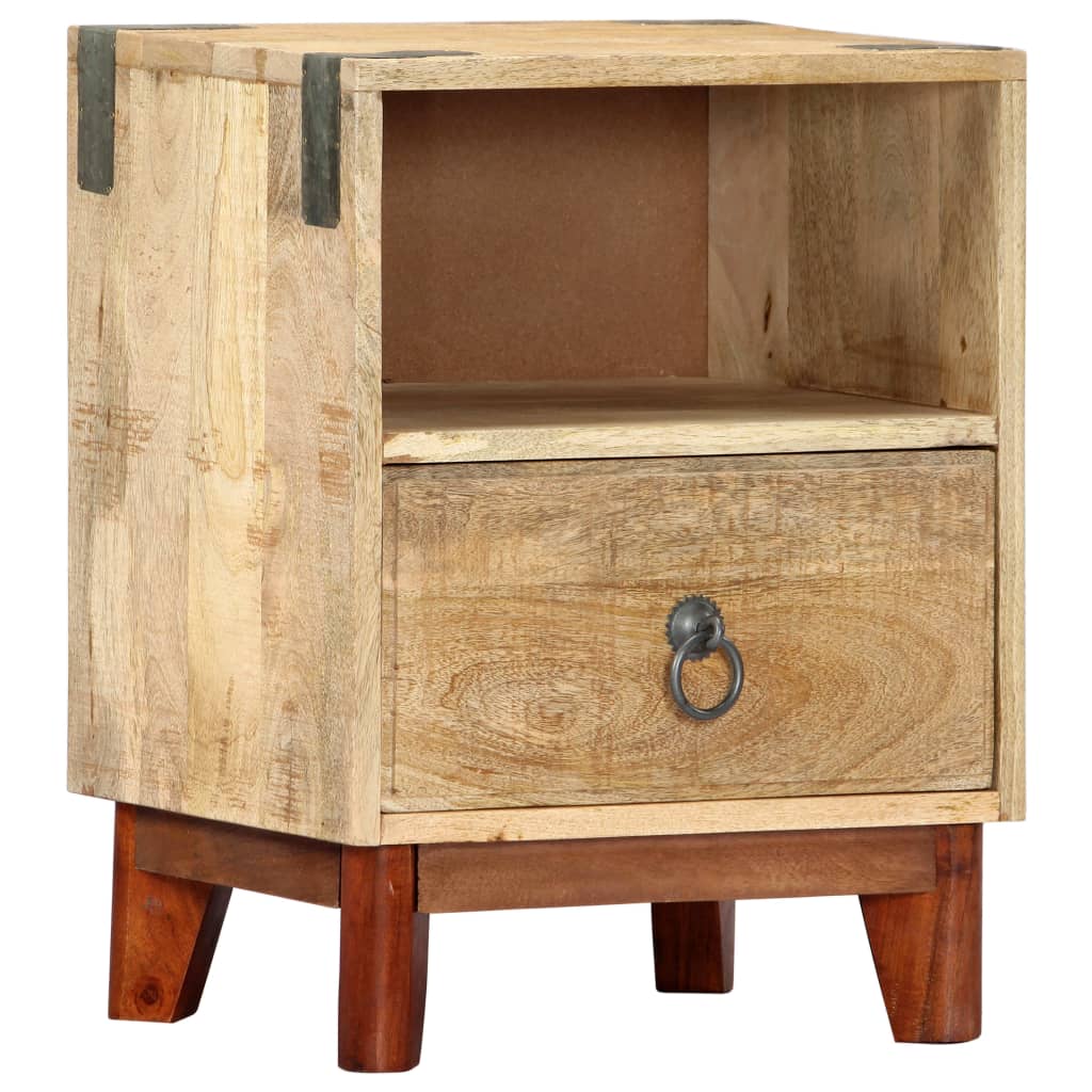Bedside Cabinet 40x30x52 cm Solid Rough Mango Wood - OLBRIT