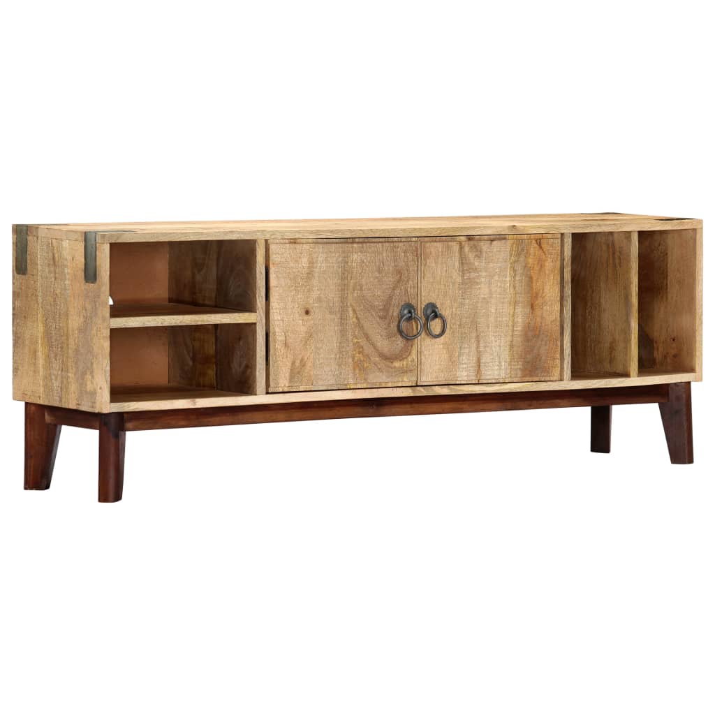 TV Cabinet 130x30x46 cm Solid Rough Mango Wood - OLBRIT