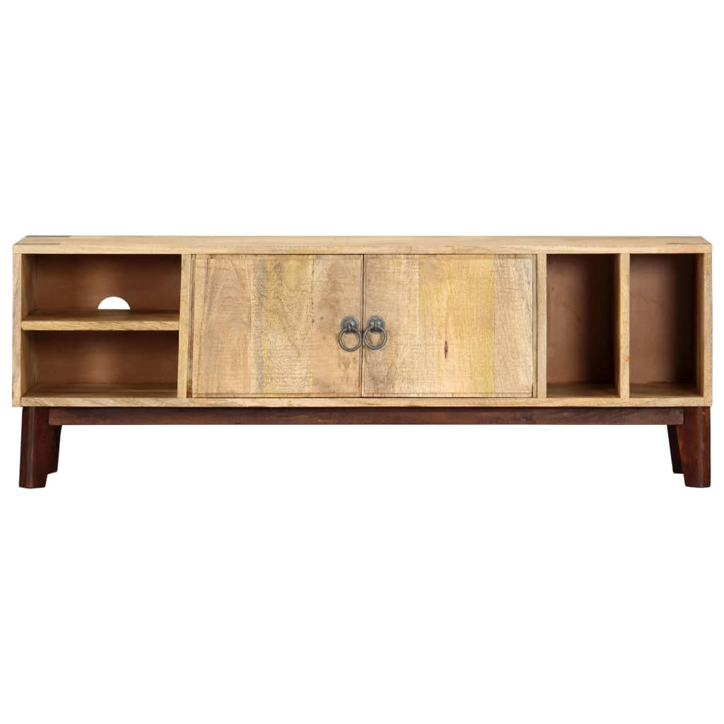 TV Cabinet 130x30x46 cm Solid Rough Mango Wood - OLBRIT