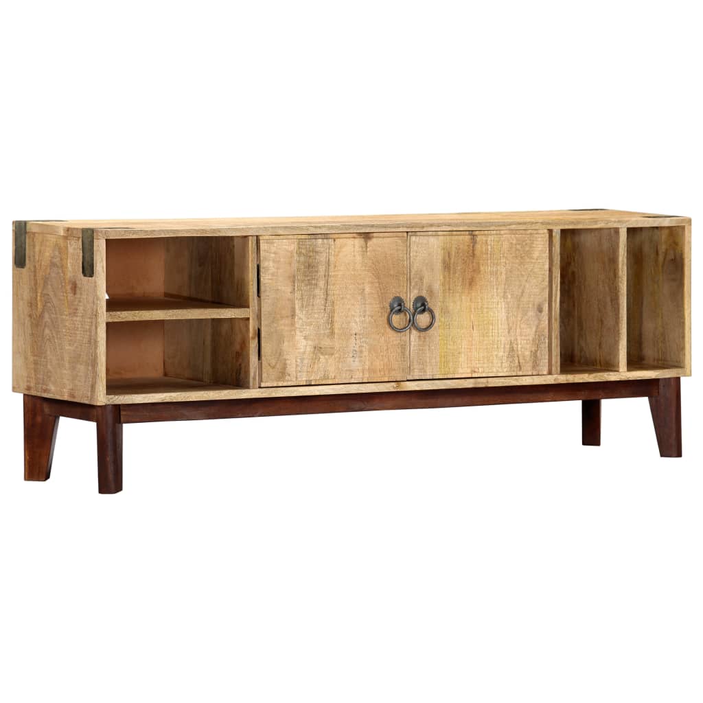 TV Cabinet 130x30x46 cm Solid Rough Mango Wood - OLBRIT