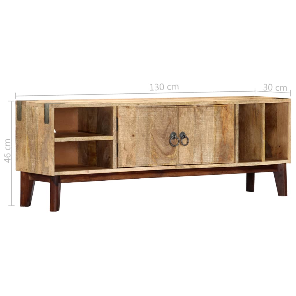 TV Cabinet 130x30x46 cm Solid Rough Mango Wood - OLBRIT