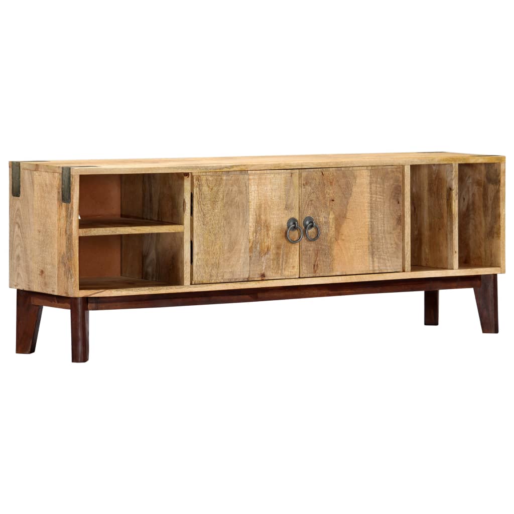 TV Cabinet 130x30x46 cm Solid Rough Mango Wood - OLBRIT