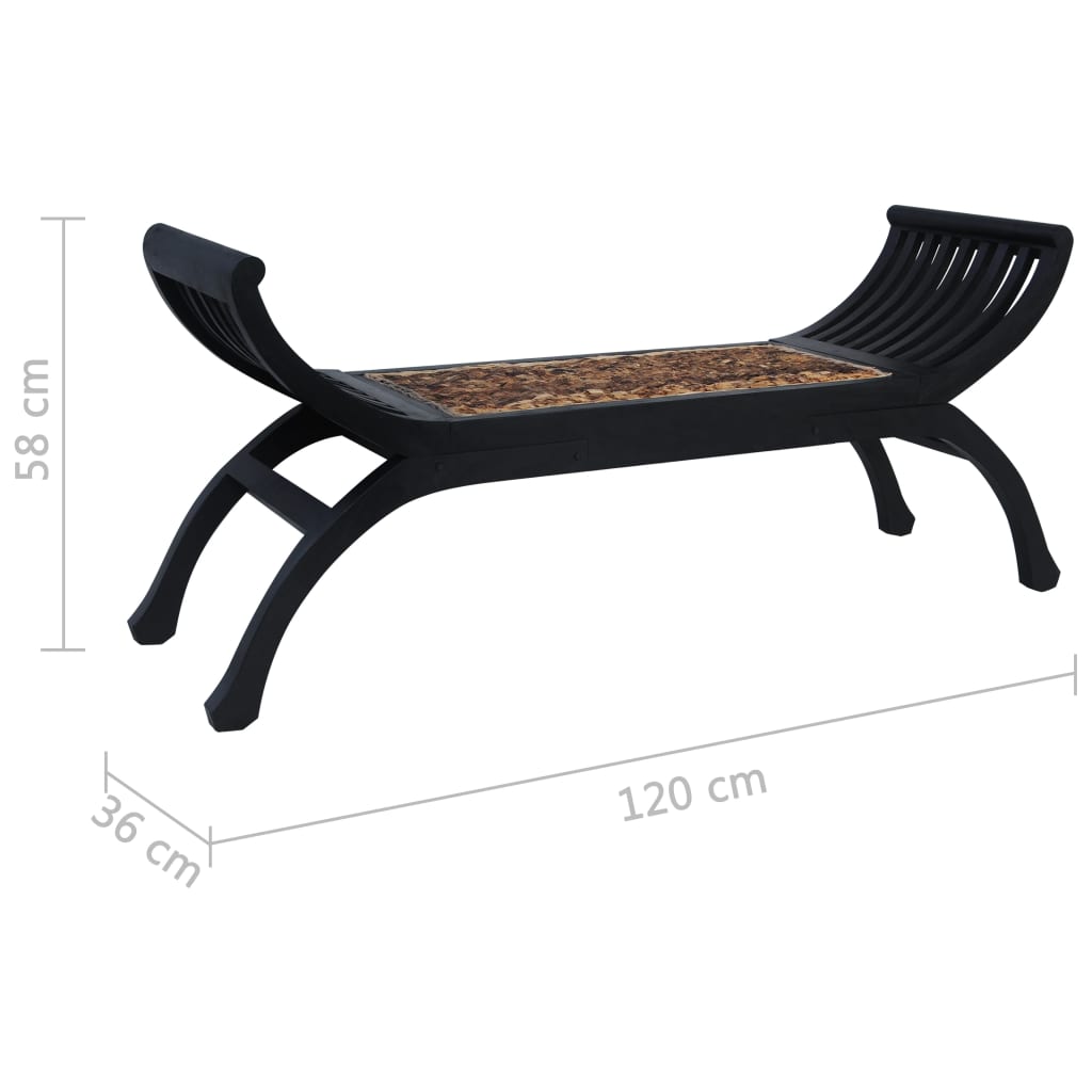 Bench 120 cm Dark Brown Abaca - OLBRIT