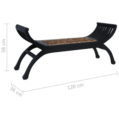 Bench 120 cm Dark Brown Abaca - OLBRIT