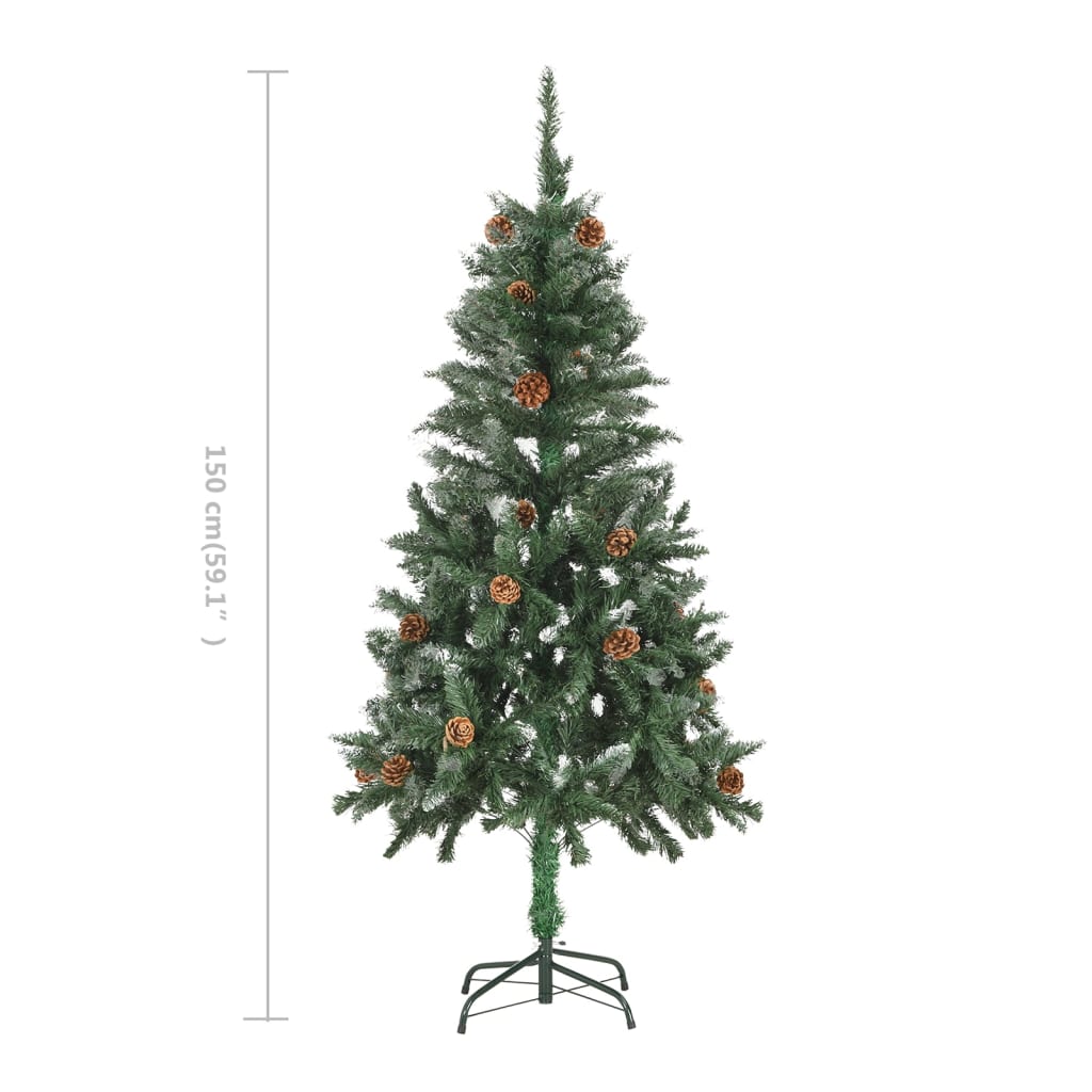 Artificial Christmas Tree with Pine Cones and White Glitter 150 cm - OLBRIT
