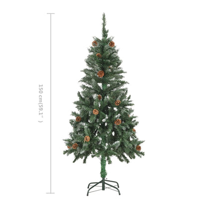 Artificial Christmas Tree with Pine Cones and White Glitter 150 cm - OLBRIT