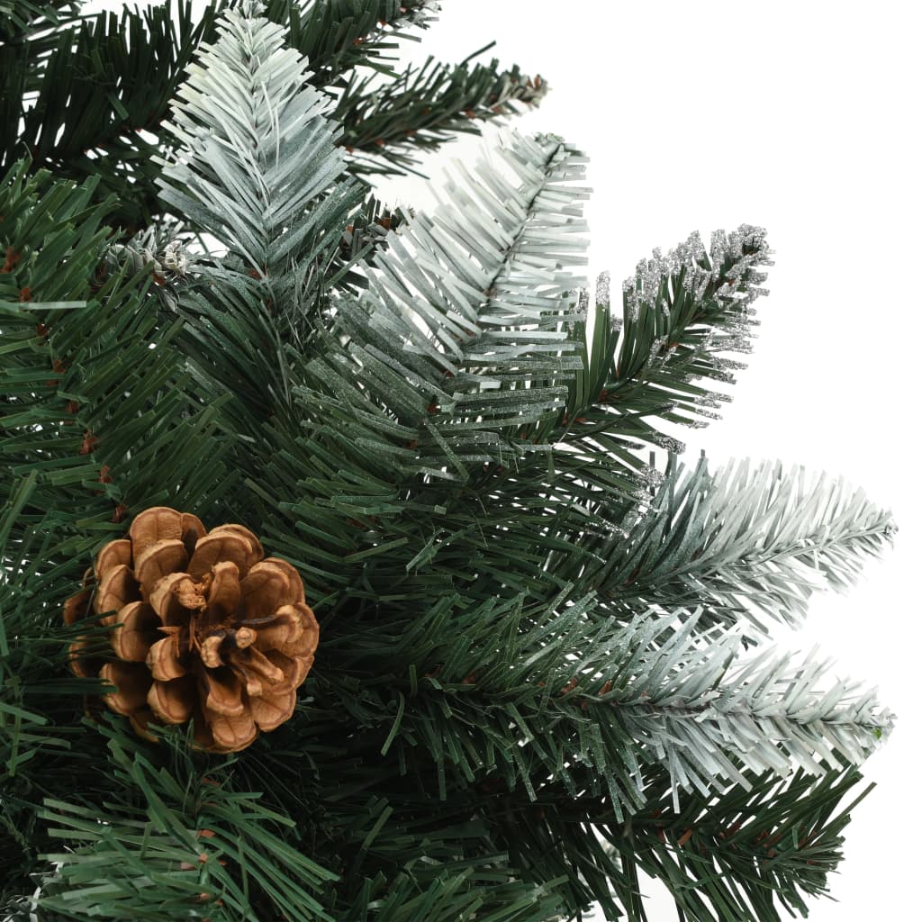 Artificial Christmas Tree with Pine Cones and White Glitter 210 cm - OLBRIT