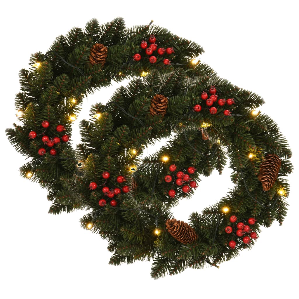 Christmas Wreaths 2 pcs with Decoration Green 45 cm - OLBRIT