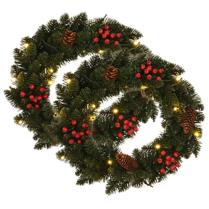 Christmas Wreaths 2 pcs with Decoration Green 45 cm - OLBRIT