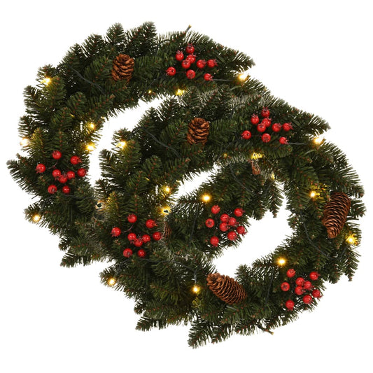 Christmas Wreaths 2 pcs with Decoration Green 45 cm - OLBRIT