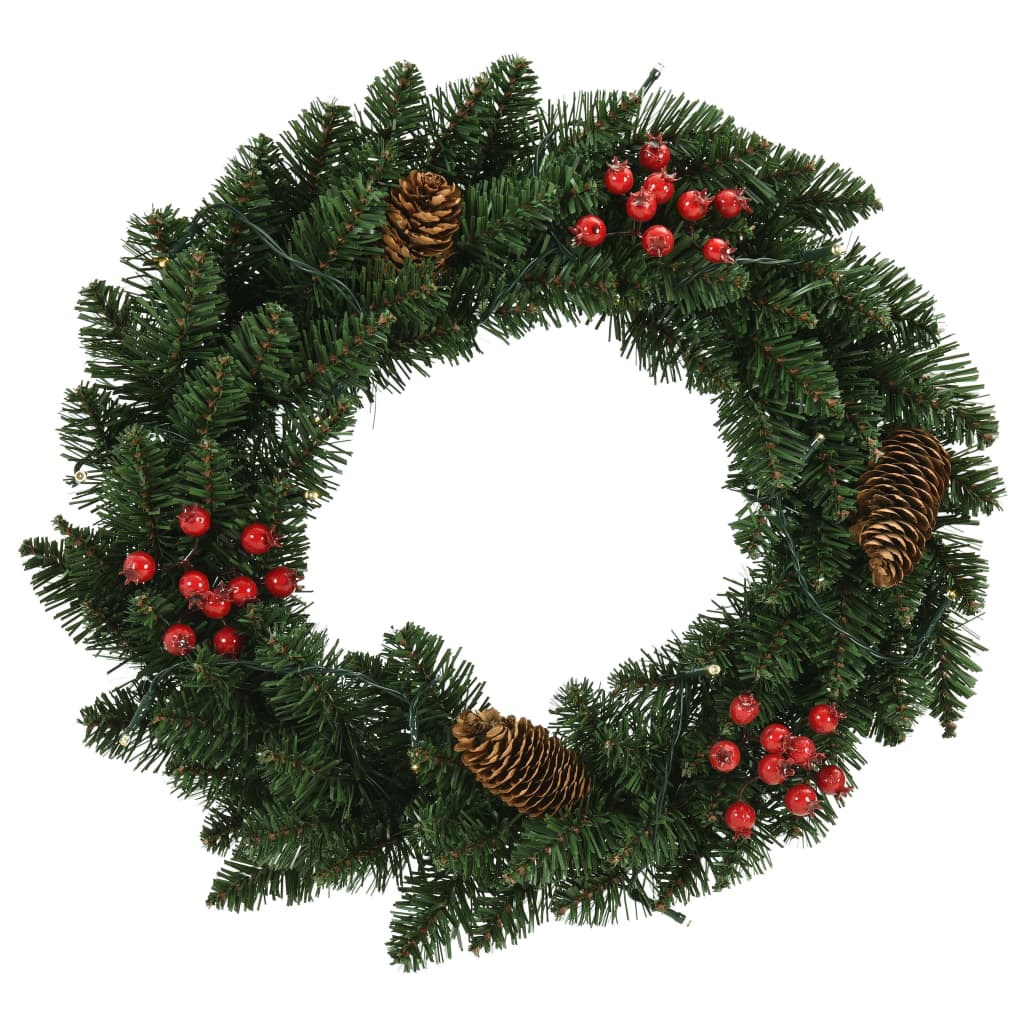 Christmas Wreaths 2 pcs with Decoration Green 45 cm - OLBRIT