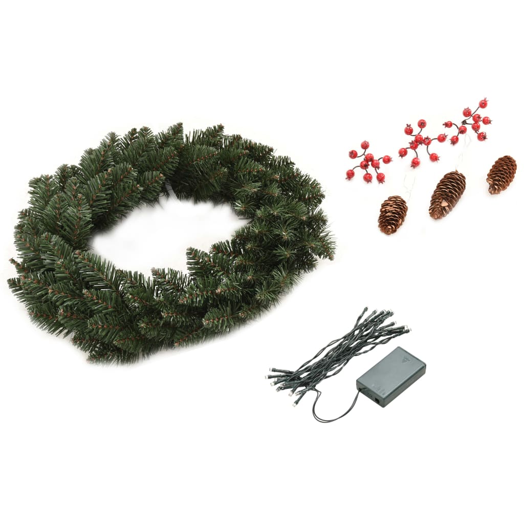 Christmas Wreaths 2 pcs with Decoration Green 45 cm - OLBRIT