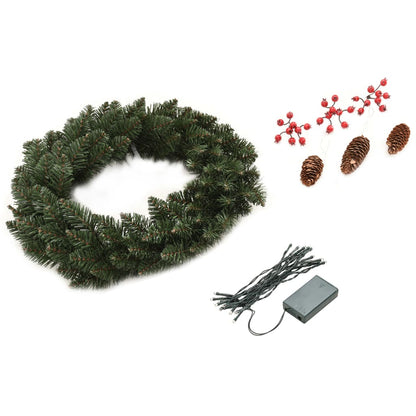 Christmas Wreaths 2 pcs with Decoration Green 45 cm - OLBRIT