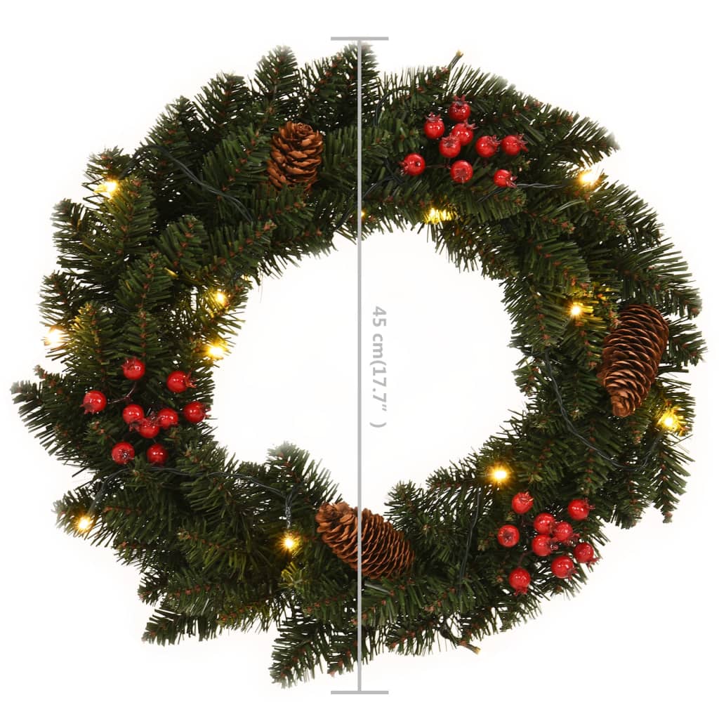 Christmas Wreaths 2 pcs with Decoration Green 45 cm - OLBRIT