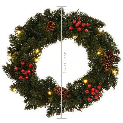 Christmas Wreaths 2 pcs with Decoration Green 45 cm - OLBRIT