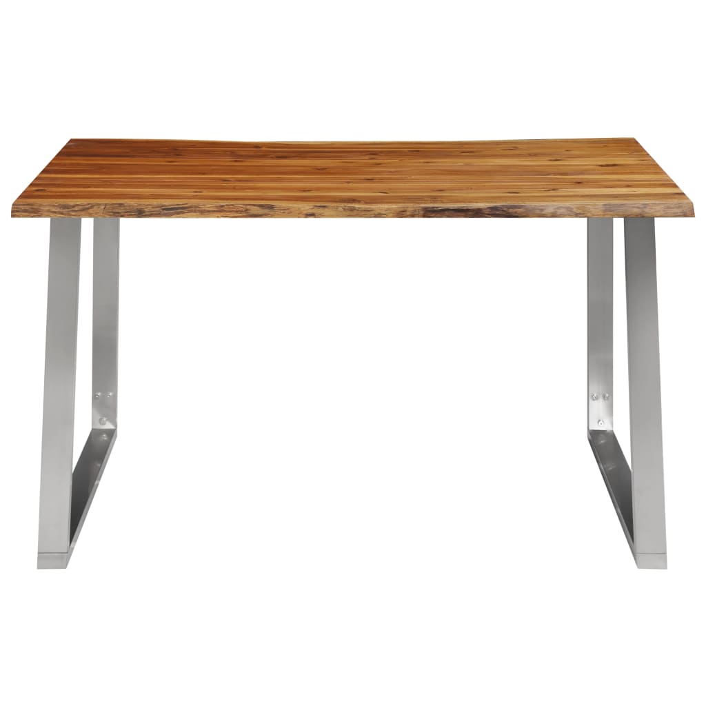 Dining Table 140x80x75 cm Solid Acacia Wood and Stainless Steel - OLBRIT
