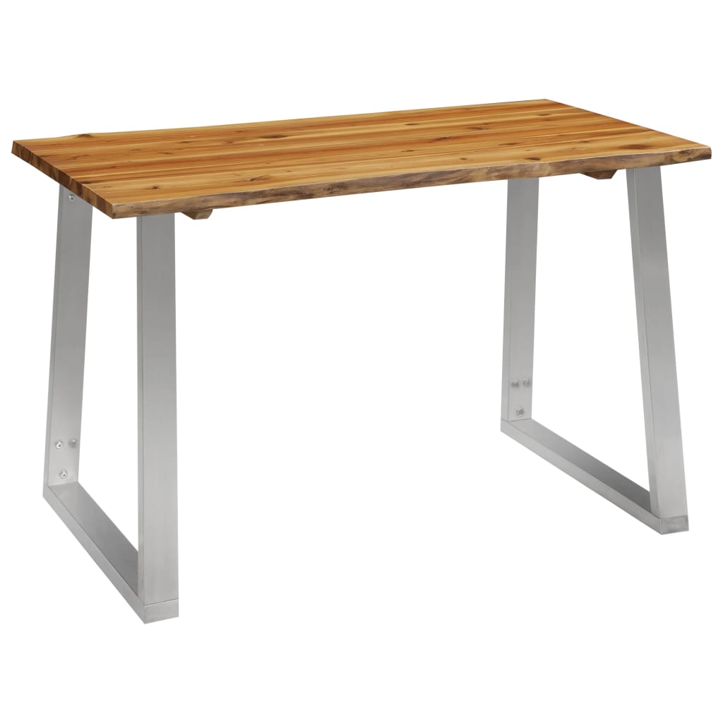 Dining Table 120x65x75 cm Solid Acacia Wood and Stainless Steel - OLBRIT