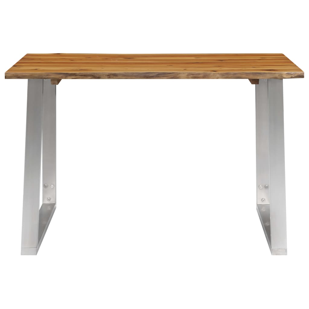Dining Table 120x65x75 cm Solid Acacia Wood and Stainless Steel - OLBRIT