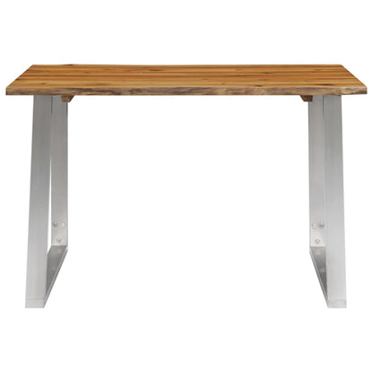 Dining Table 120x65x75 cm Solid Acacia Wood and Stainless Steel - OLBRIT