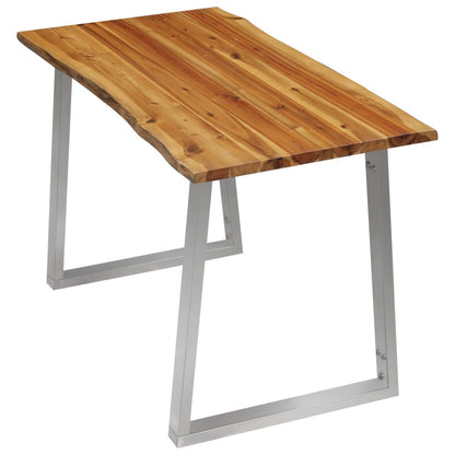 Dining Table 120x65x75 cm Solid Acacia Wood and Stainless Steel - OLBRIT