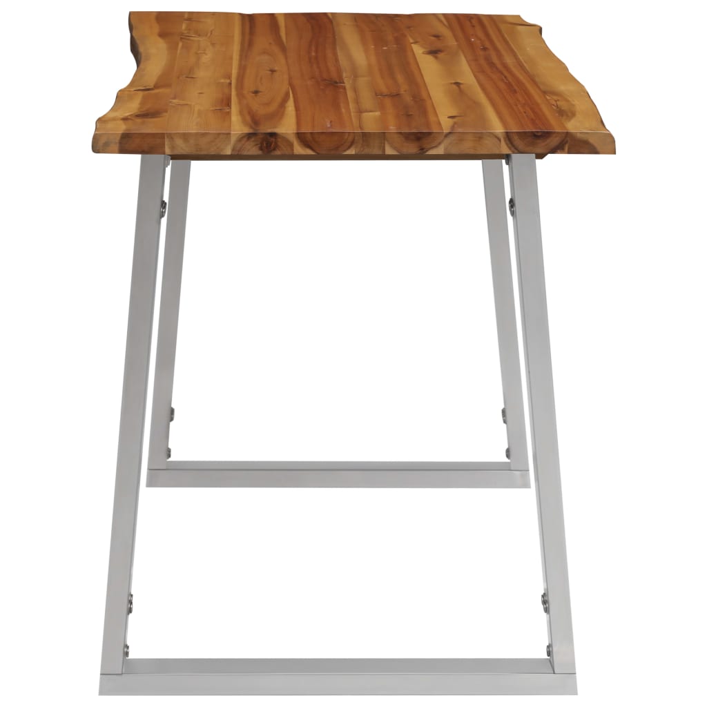 Dining Table 120x65x75 cm Solid Acacia Wood and Stainless Steel - OLBRIT