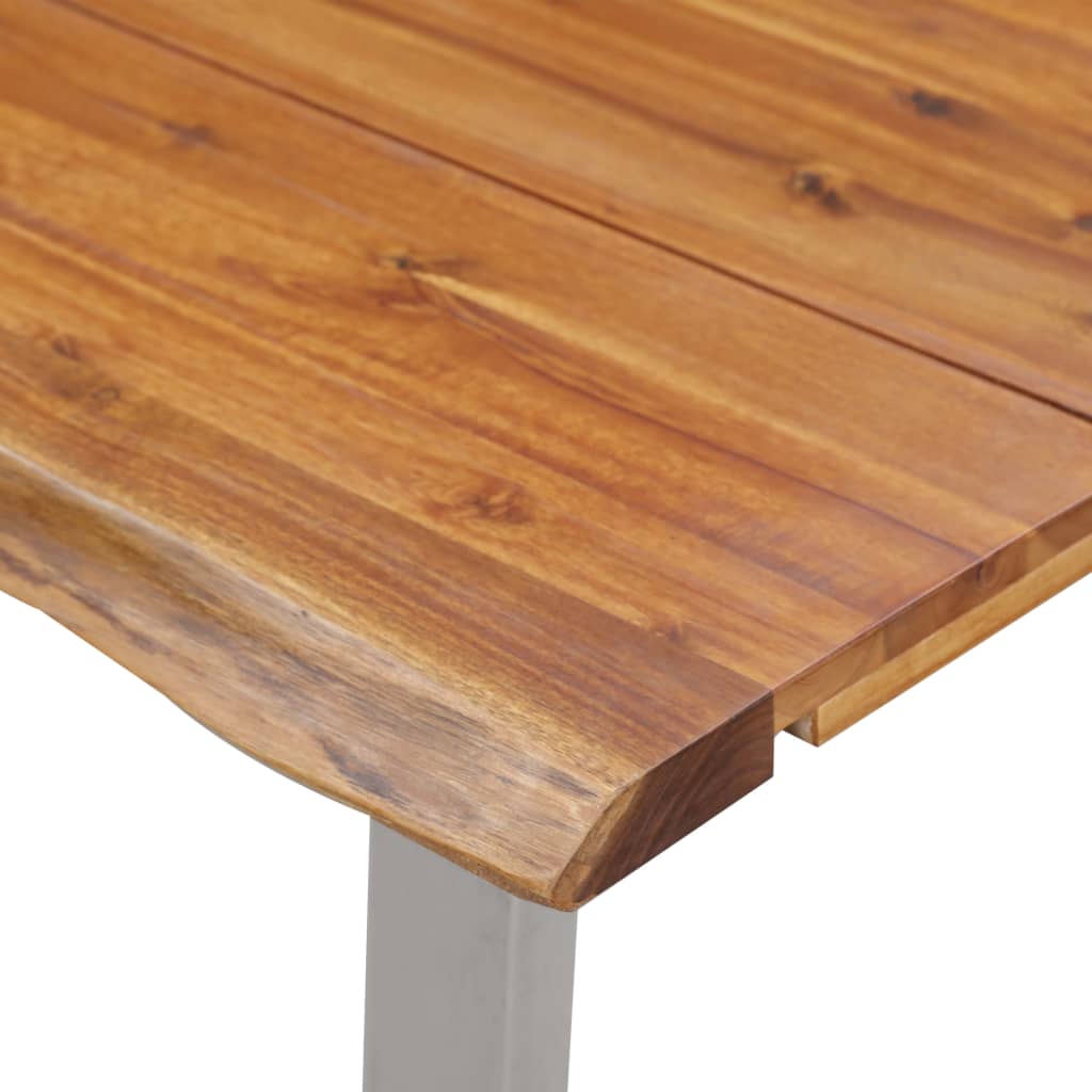 Dining Table 120x65x75 cm Solid Acacia Wood and Stainless Steel - OLBRIT