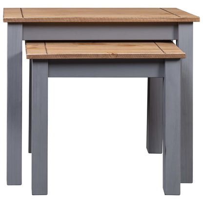 vidaXL Nesting Tables 2 pcs Grey Solid Pine Wood Panama Range - OLBRIT