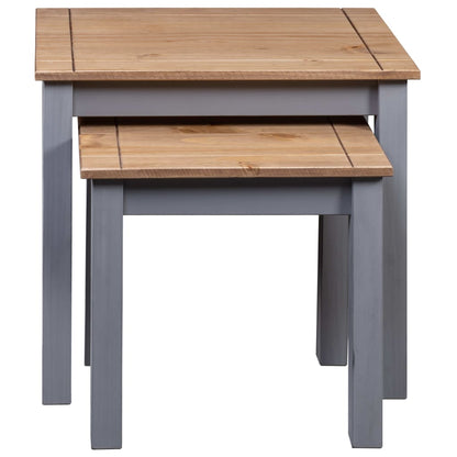 vidaXL Nesting Tables 2 pcs Grey Solid Pine Wood Panama Range - OLBRIT