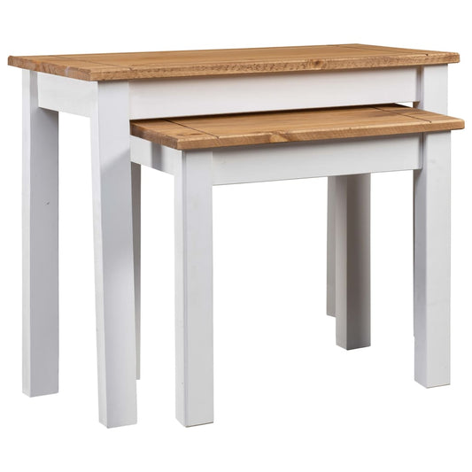 Nesting Tables 2 pcs White Solid Pine Wood - OLBRIT