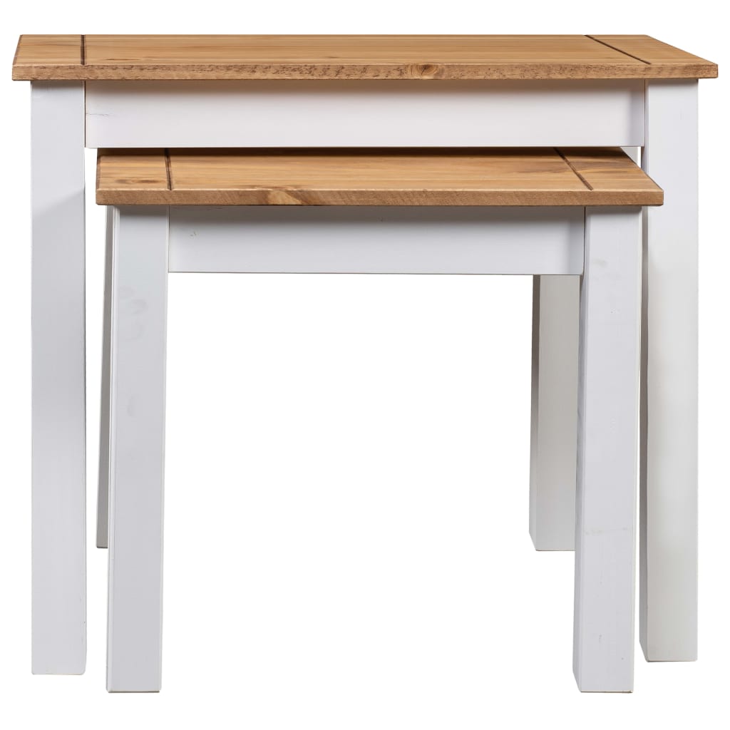 Nesting Tables 2 pcs White Solid Pine Wood - OLBRIT