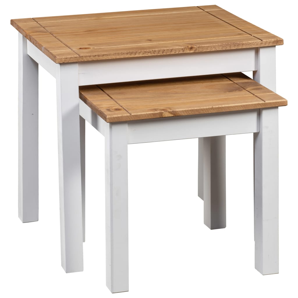 Nesting Tables 2 pcs White Solid Pine Wood - OLBRIT