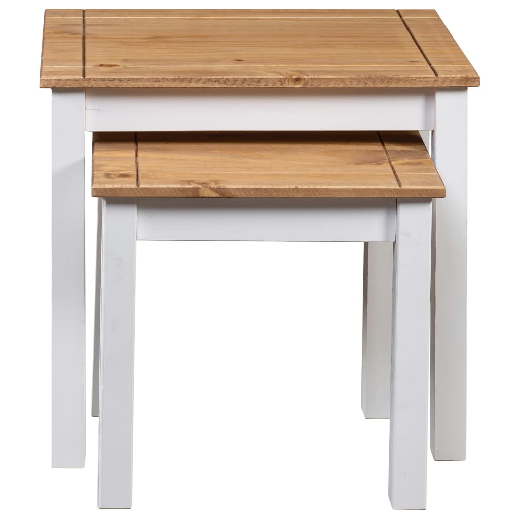 Nesting Tables 2 pcs White Solid Pine Wood - OLBRIT