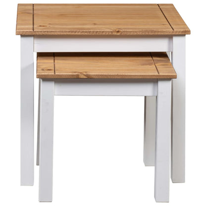 Nesting Tables 2 pcs White Solid Pine Wood - OLBRIT