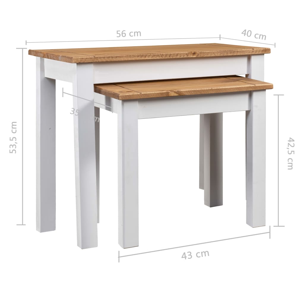 Nesting Tables 2 pcs White Solid Pine Wood - OLBRIT