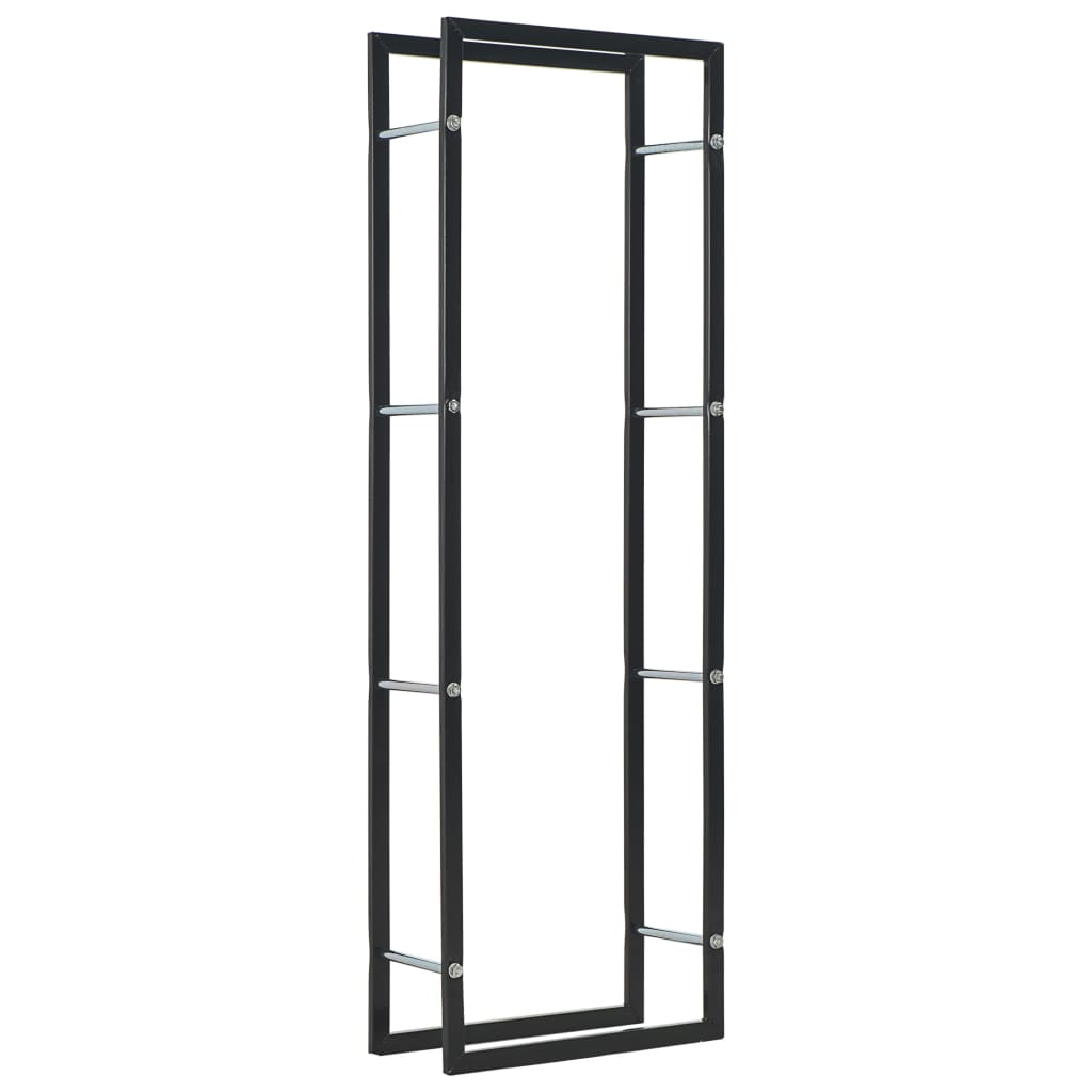 vidaXL Firewood Rack Black 50x20x150 cm Steel - OLBRIT