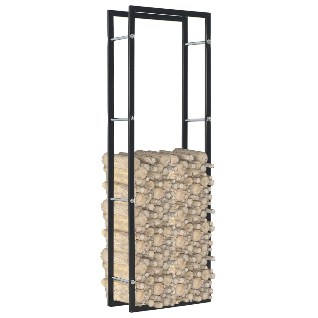 vidaXL Firewood Rack Black 50x20x150 cm Steel - OLBRIT