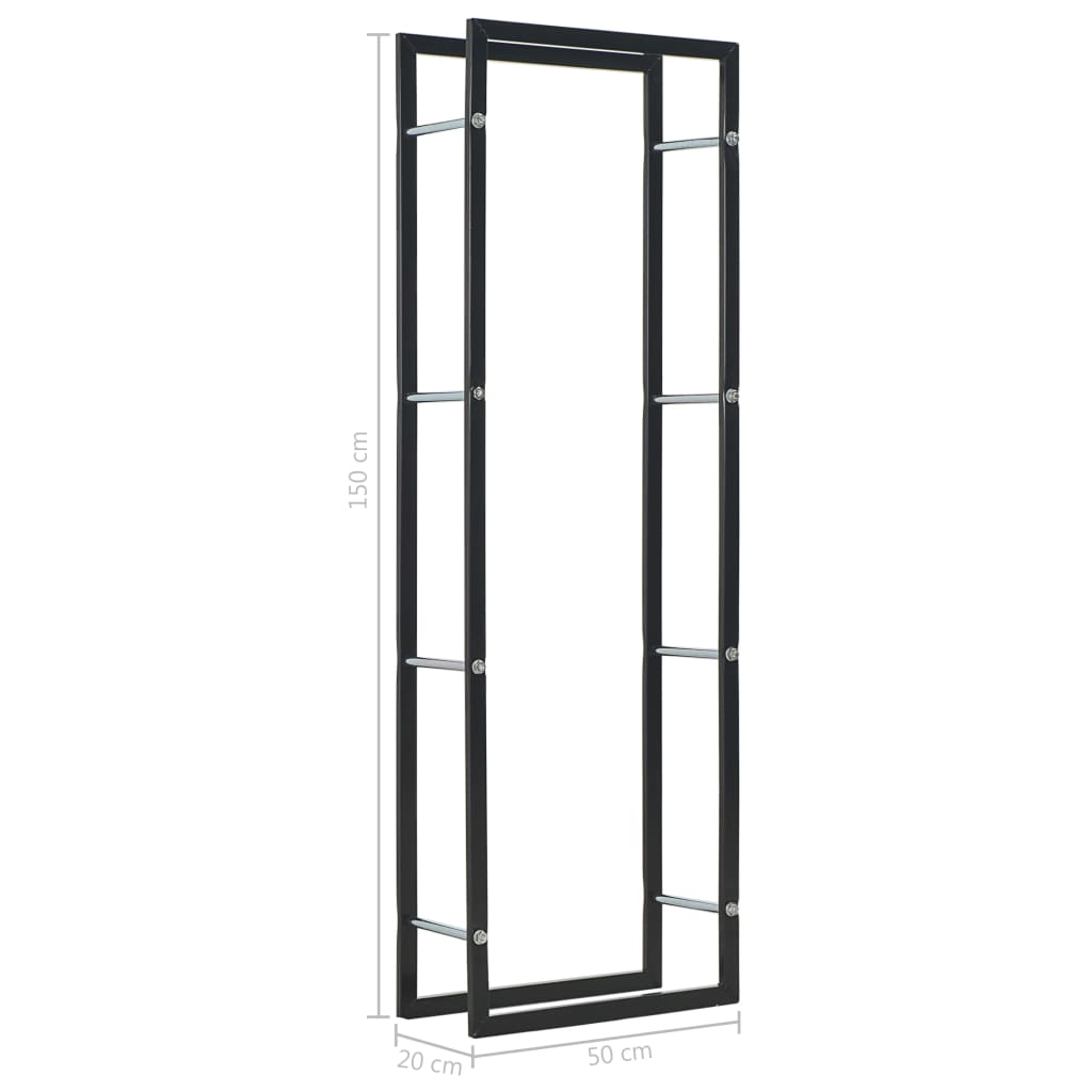 vidaXL Firewood Rack Black 50x20x150 cm Steel - OLBRIT
