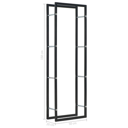 vidaXL Firewood Rack Black 50x20x150 cm Steel - OLBRIT