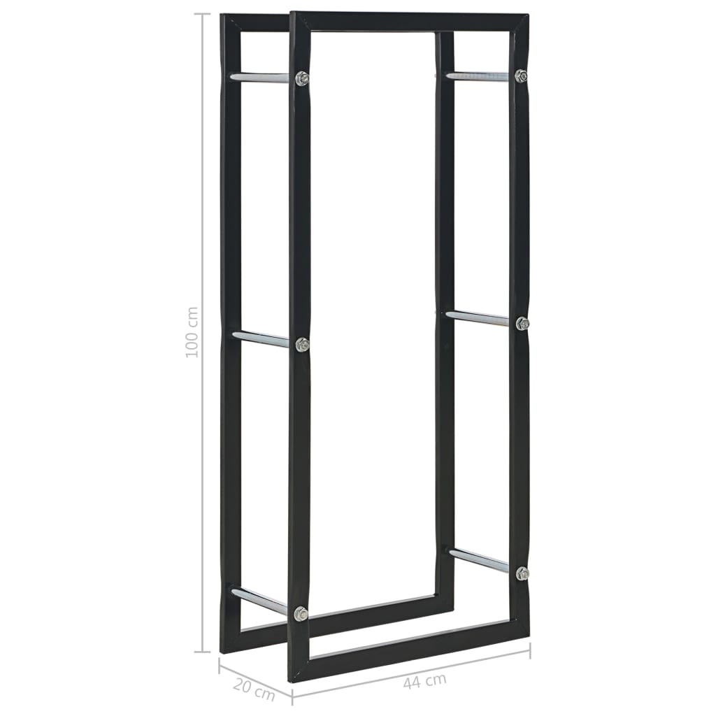 Firewood Rack Black 44x20x100 cm Steel - OLBRIT