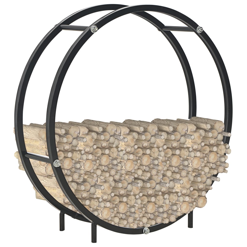 Firewood Rack Black 70x20x70 cm Steel - OLBRIT